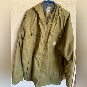 Carhartt Men's Olive Green Jacket Lightweight hooded zip front size 2XL
